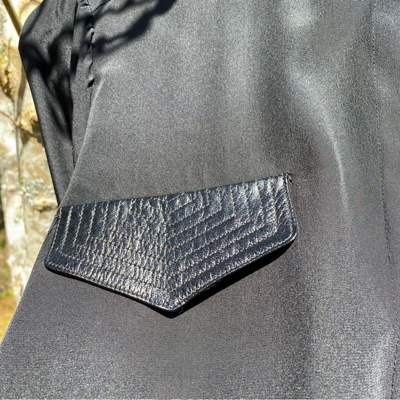 Vintage black silk and leather blouse - Picture 5 of 6